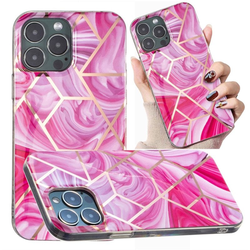 Telefoonhoesje voor iPhone 15 Pro Geometrisch Marmer