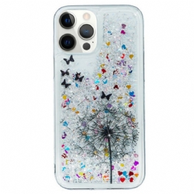 Telefoonhoesje voor iPhone 15 Pro Paardebloemglitter