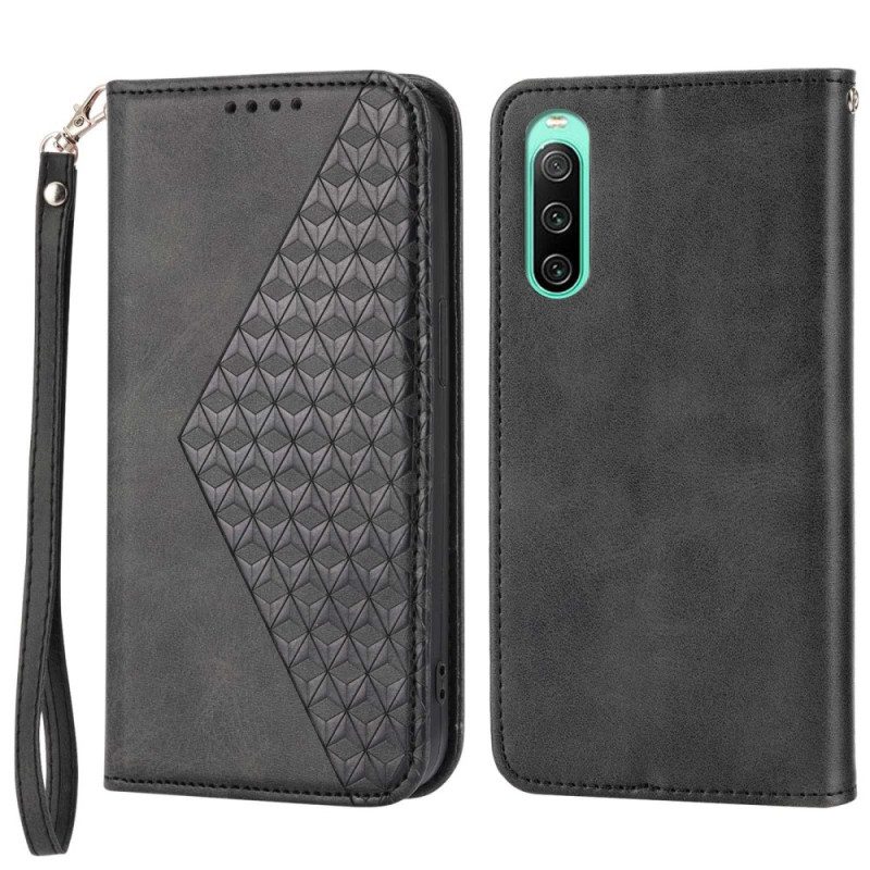 Bescherming Hoesje voor Sony Xperia 10 IV Folio-hoesje Leren Stijl Met 3d-patroon En Riem