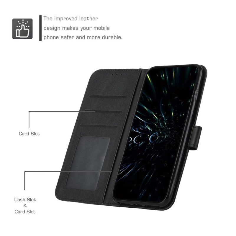 Flip Case voor Sony Xperia 10 IV Geometrische Lederen Stijl Met Riem