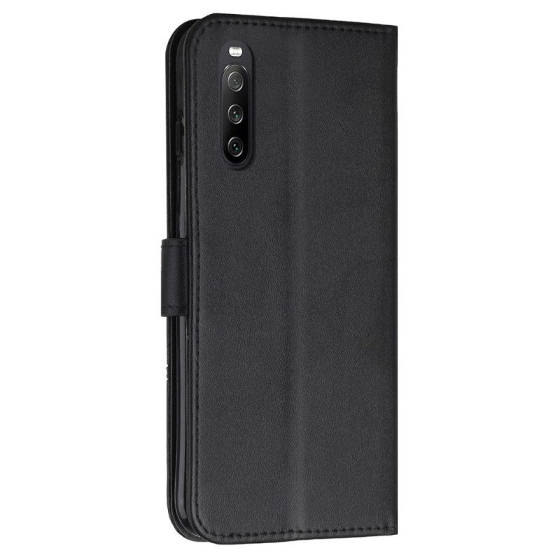 Flip Case voor Sony Xperia 10 IV Geometrische Lederen Stijl Met Riem