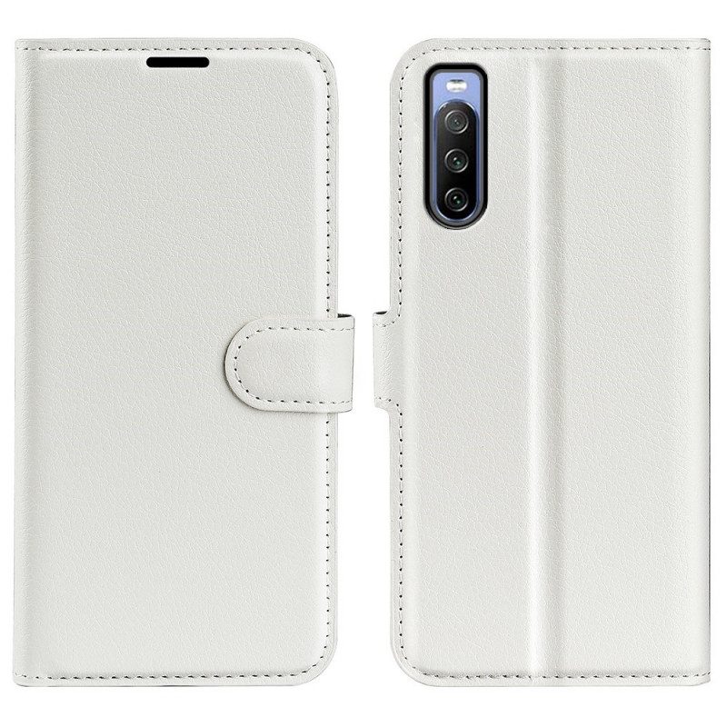 Flip Case voor Sony Xperia 10 IV Klassiek Lychee Kunstleer