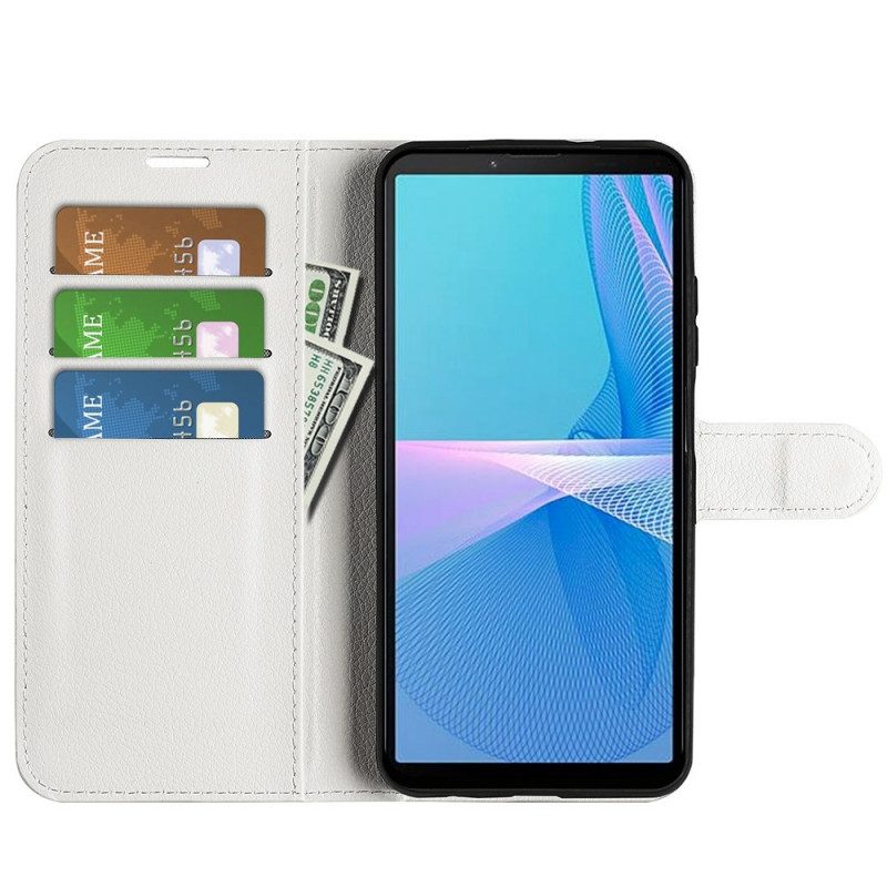 Flip Case voor Sony Xperia 10 IV Klassiek Lychee Kunstleer