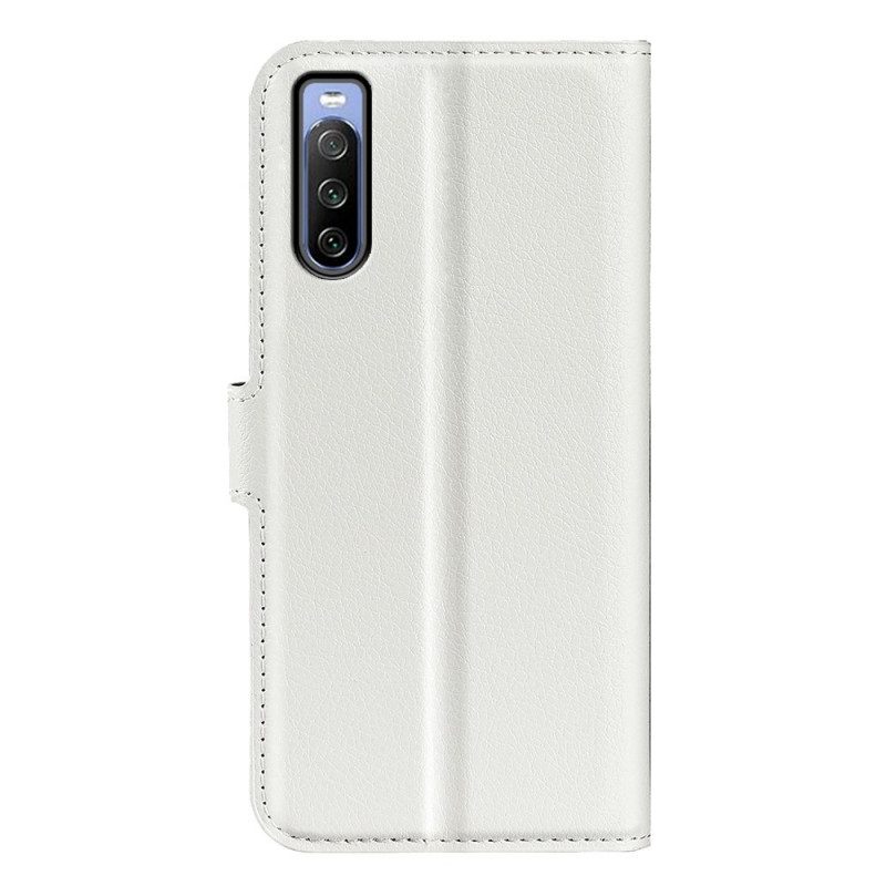 Flip Case voor Sony Xperia 10 IV Klassiek Lychee Kunstleer