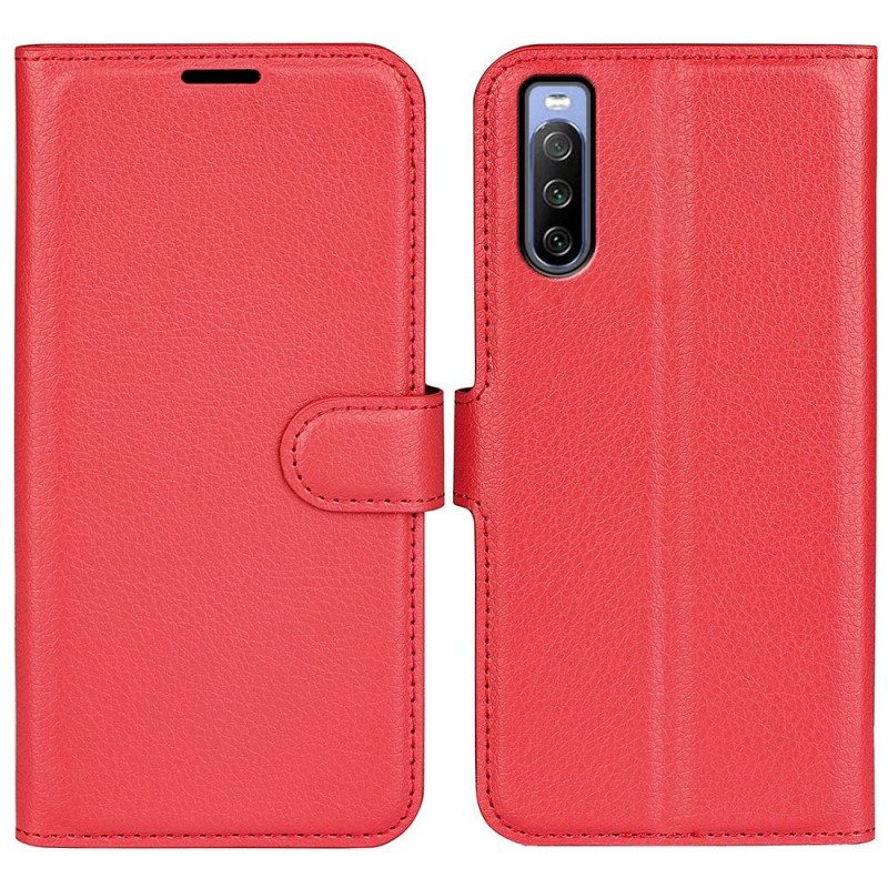 Flip Case voor Sony Xperia 10 IV Klassiek Lychee Kunstleer