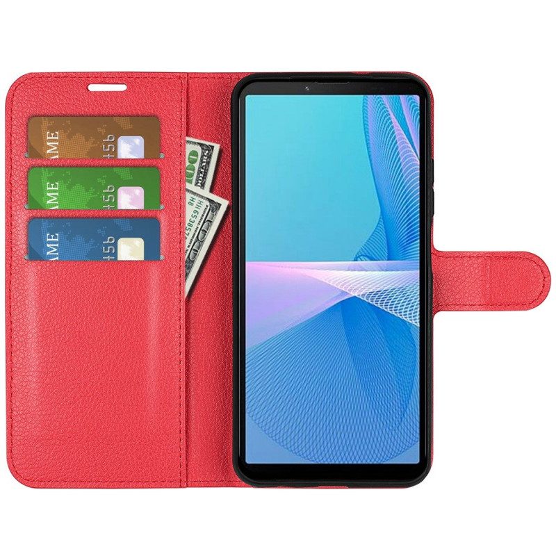 Flip Case voor Sony Xperia 10 IV Klassiek Lychee Kunstleer