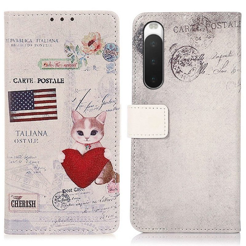 Folio-hoesje voor Sony Xperia 10 IV Reiziger Kat