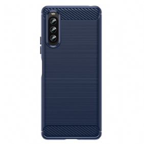 Hoesje voor Sony Xperia 10 IV Geborstelde Koolstofvezel