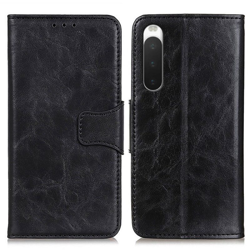 Leren Hoesje voor Sony Xperia 10 IV Gespleten Lederen Vintage Sluiting