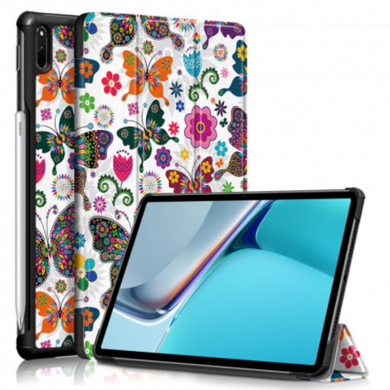 Bescherming Hoesje voor Huawei MatePad 11 (2021) Verbeterde Retro Vlinders En Bloemen