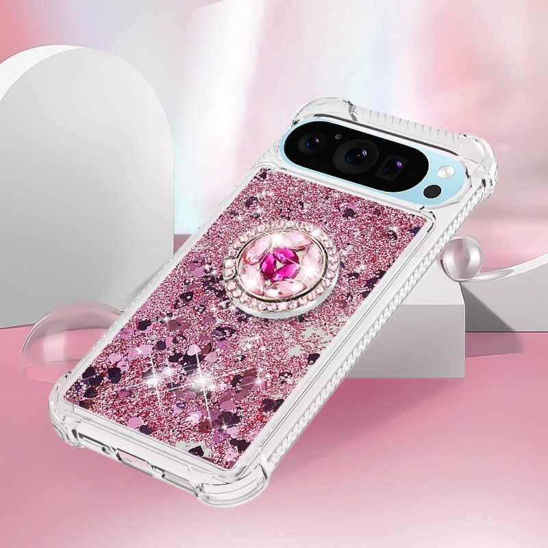 Case Hoesje Google Pixel 9 Pro Telefoonhoesje Glitterringsteun