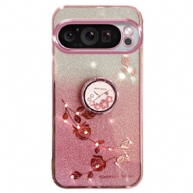 Case Hoesje Google Pixel 9 Pro Telefoonhoesje Steunring Met Bloem En Strass Kadem