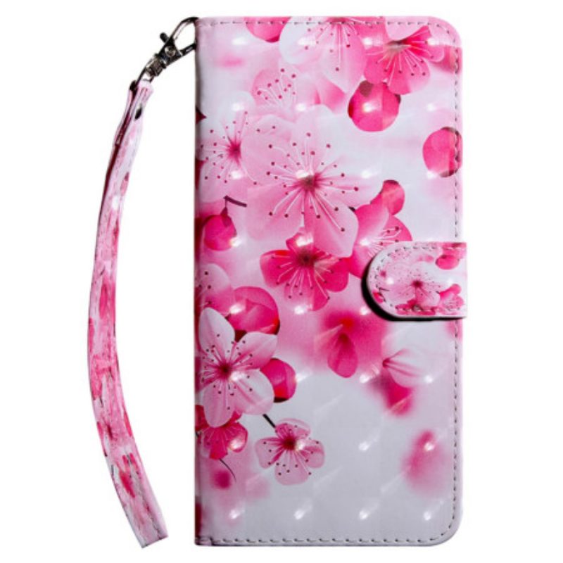 Folio-hoesje Google Pixel 9 Pro Telefoonhoesje Rode Bloemen Met Riem