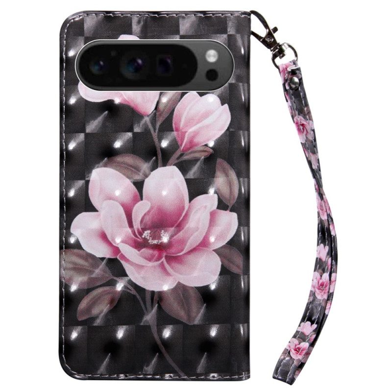 Folio-hoesje Google Pixel 9 Pro Telefoonhoesje Roze Bloemen Met Riem