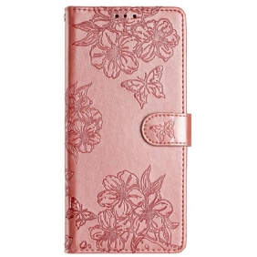 Leren Hoesje Google Pixel 9 Pro Patroon Met Vlinders En Bloemen Bescherming Hoesje