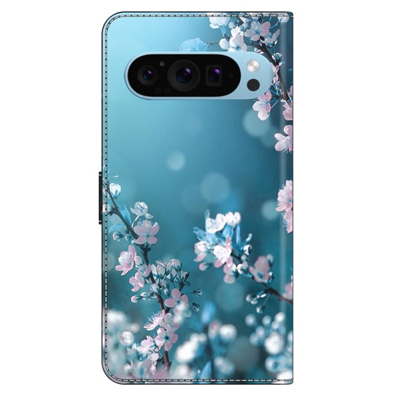 Leren Hoesje Google Pixel 9 Pro Pruimenbloesems Bescherming Hoesje