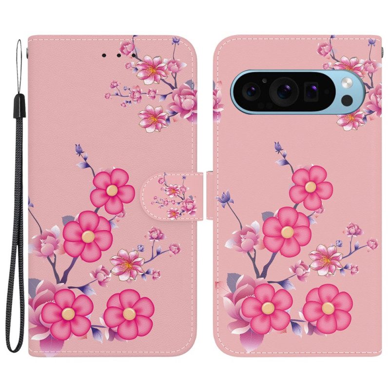 Leren Hoesje Google Pixel 9 Pro Sakura-band Bescherming Hoesje