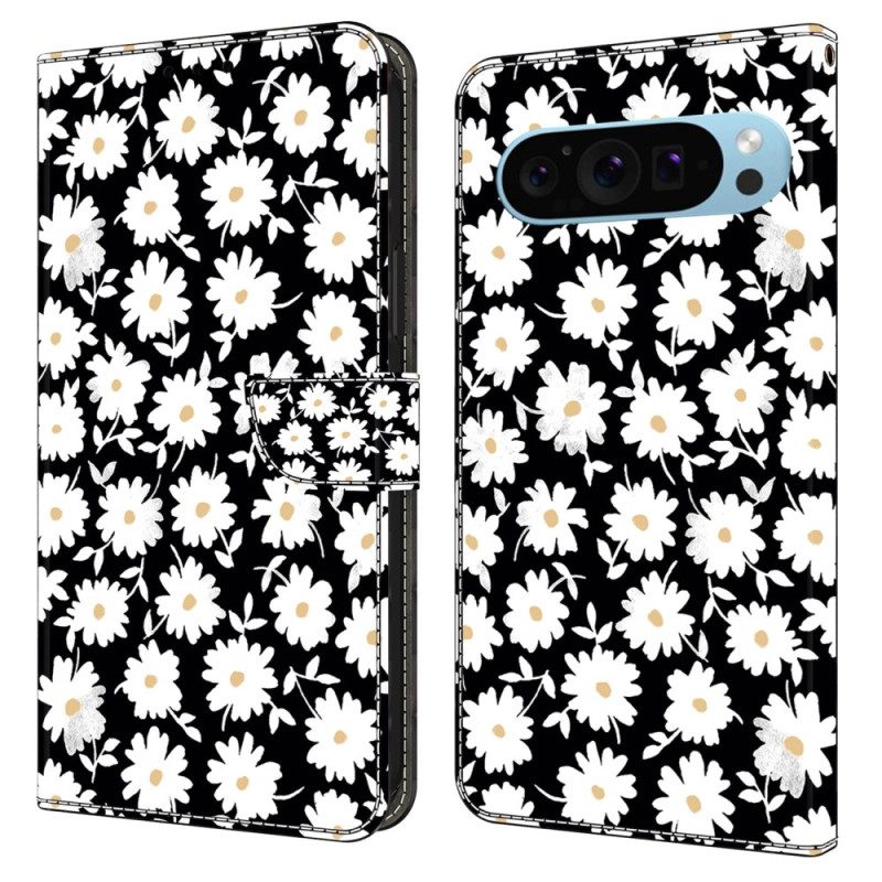 Leren Hoesje Voor Google Pixel 9 Pro Bloemen