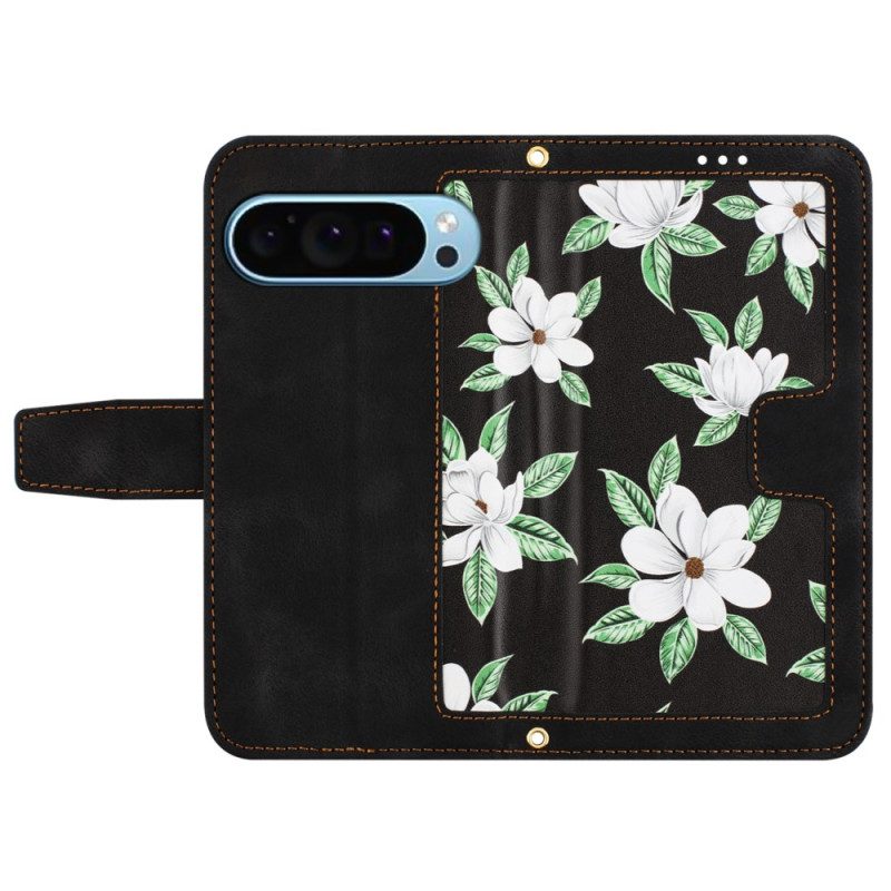 Leren Hoesje Voor Google Pixel 9 Pro Bloemenband