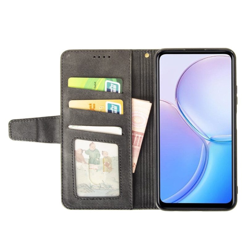 Flip Case Leren Samsung Galaxy M55 5g Idewei Lanière-lijnen