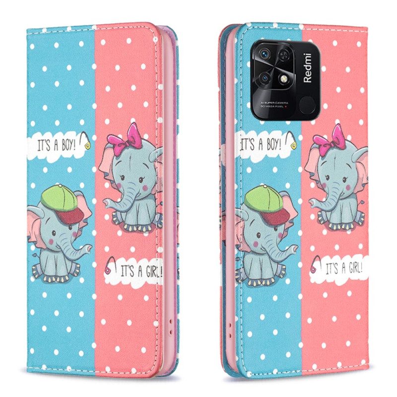 Bescherming Hoesje voor Xiaomi Redmi 10C Folio-hoesje Baby Olifanten