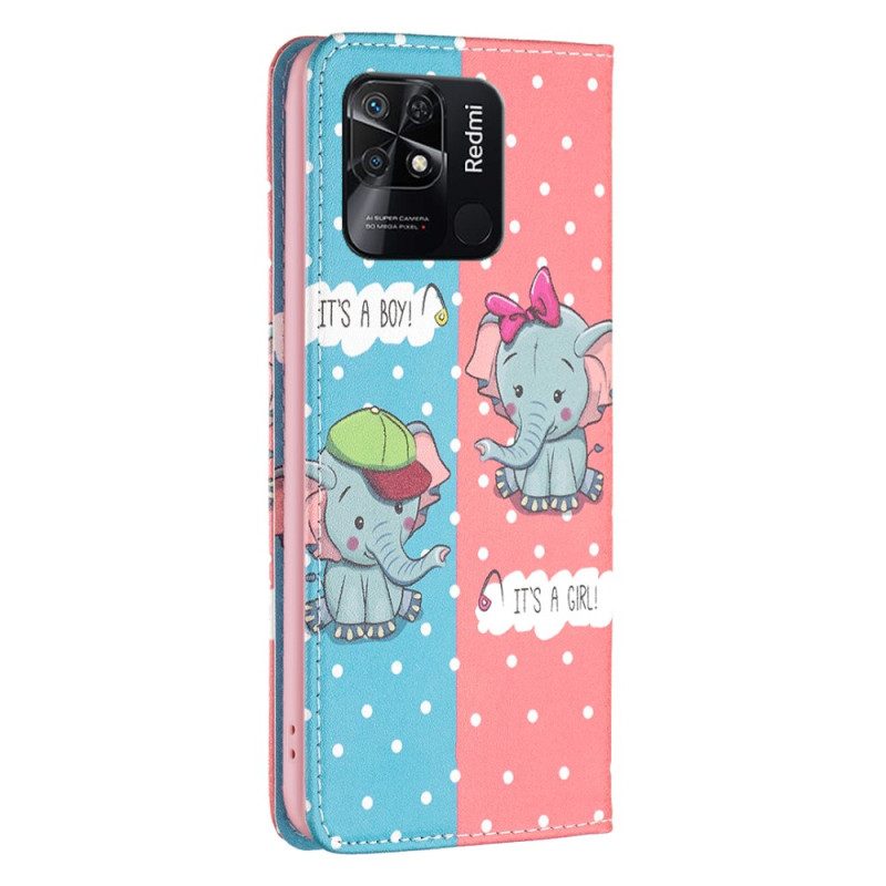 Bescherming Hoesje voor Xiaomi Redmi 10C Folio-hoesje Baby Olifanten