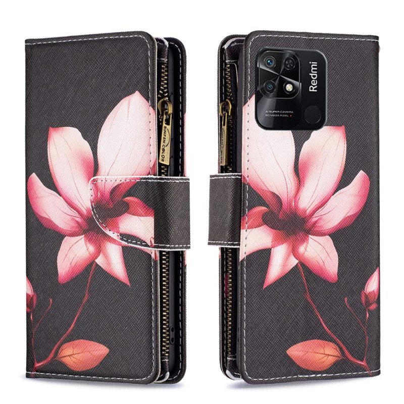 Flip Case voor Xiaomi Redmi 10C Bloemzak Met Ritssluiting