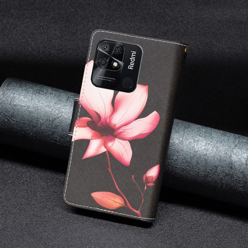 Flip Case voor Xiaomi Redmi 10C Bloemzak Met Ritssluiting