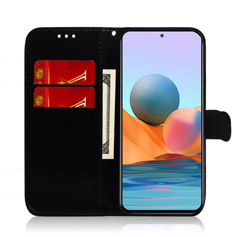 Flip Case voor Xiaomi Redmi 10C Imitatie Spiegelleer Met Riem