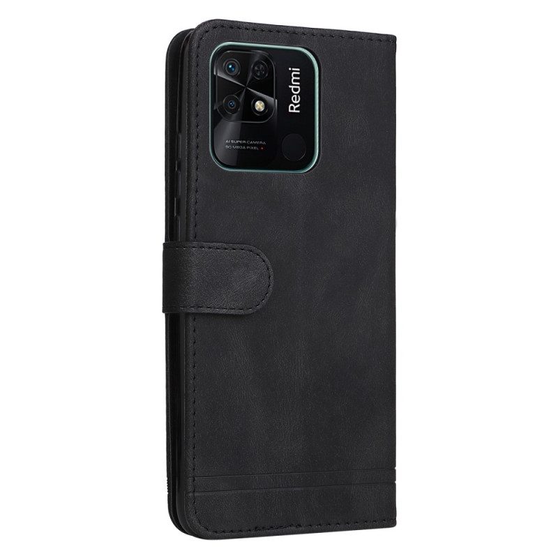 Flip Case voor Xiaomi Redmi 10C Leerstijl Met Decoratieve Klinknagel