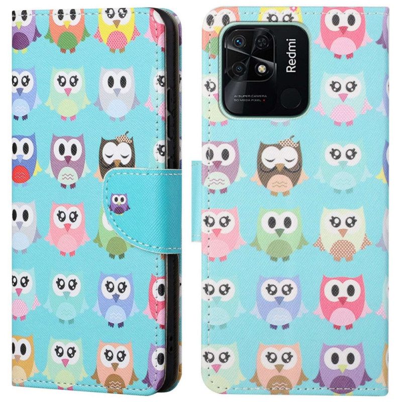 Flip Case voor Xiaomi Redmi 10C Meerdere Uilen