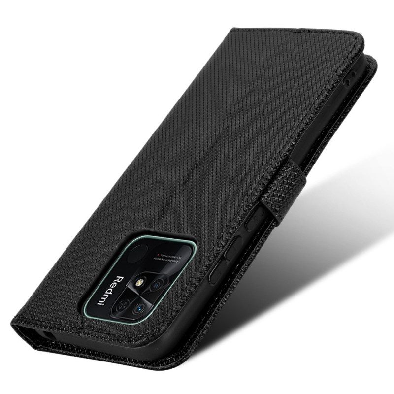 Flip Case voor Xiaomi Redmi 10C Met Ketting Stijlvol Imitatieleer Met Bandjes