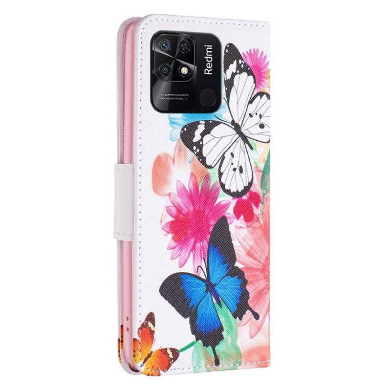 Folio-hoesje voor Xiaomi Redmi 10C Aquarel Vlinders