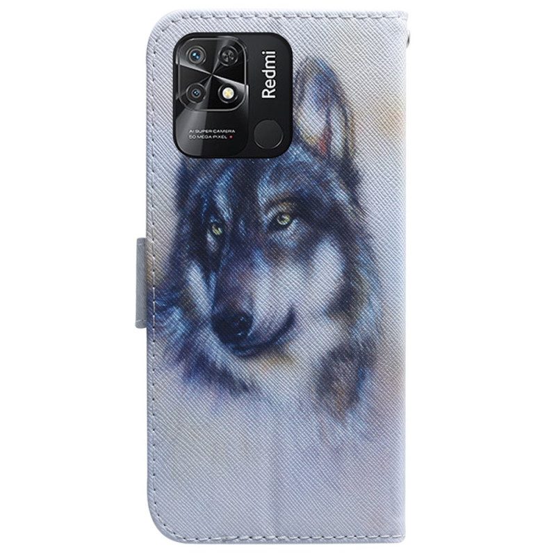 Folio-hoesje voor Xiaomi Redmi 10C Aquarel Wolf