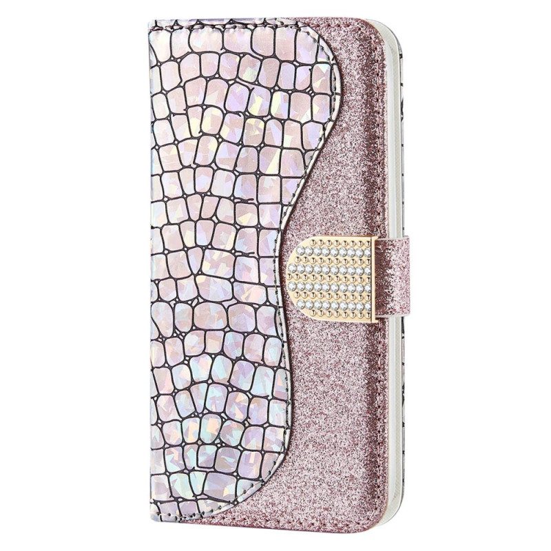 Folio-hoesje voor Xiaomi Redmi 10C Krokodil Diamanten