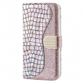 Folio-hoesje voor Xiaomi Redmi 10C Krokodil Diamanten