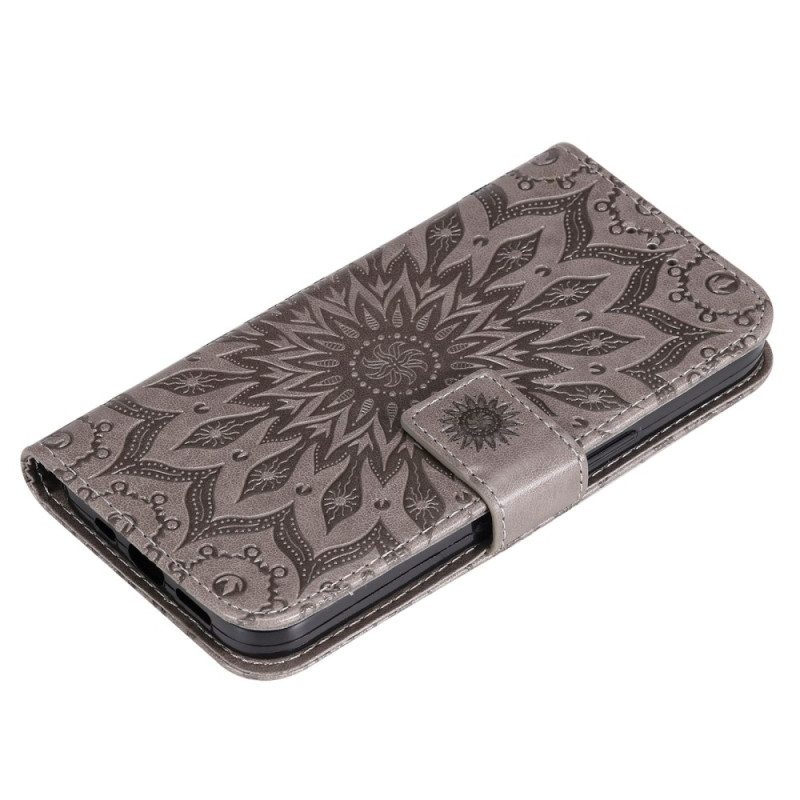 Folio-hoesje voor Xiaomi Redmi 10C Mandala Zon Met Lanyard