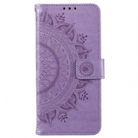 Folio-hoesje voor Xiaomi Redmi 10C Mandala Zon Met Lanyard