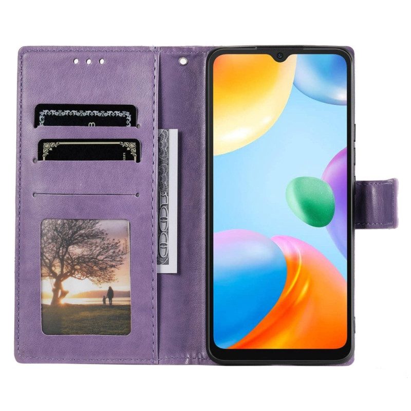 Folio-hoesje voor Xiaomi Redmi 10C Mandala Zon Met Lanyard