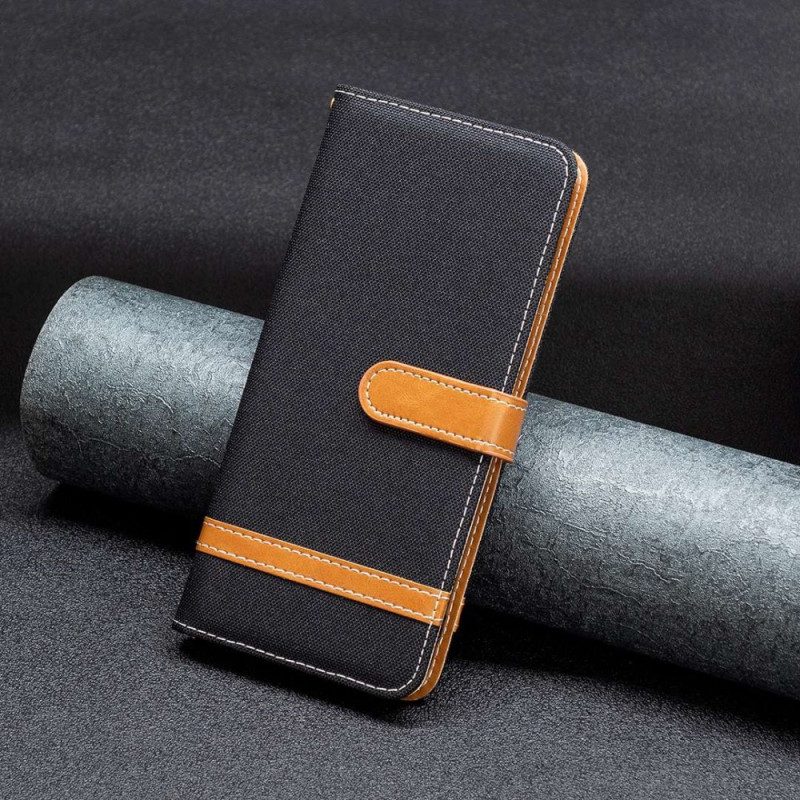 Folio-hoesje voor Xiaomi Redmi 10C Met Ketting Band Van Stof En Leereffect