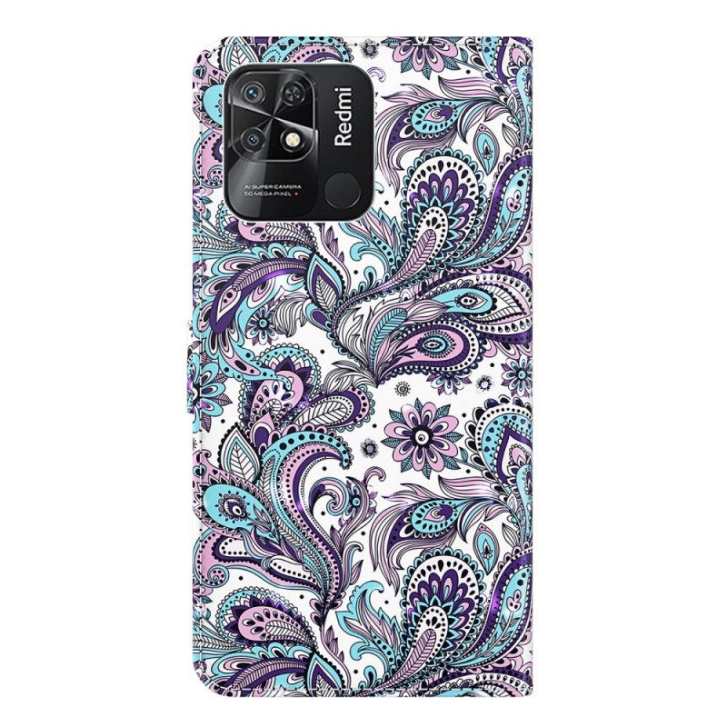 Folio-hoesje voor Xiaomi Redmi 10C Met Ketting Paisley-patroon Met Bandjes