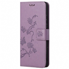 Folio-hoesje voor Xiaomi Redmi 10C Met Ketting Riem Bloemen