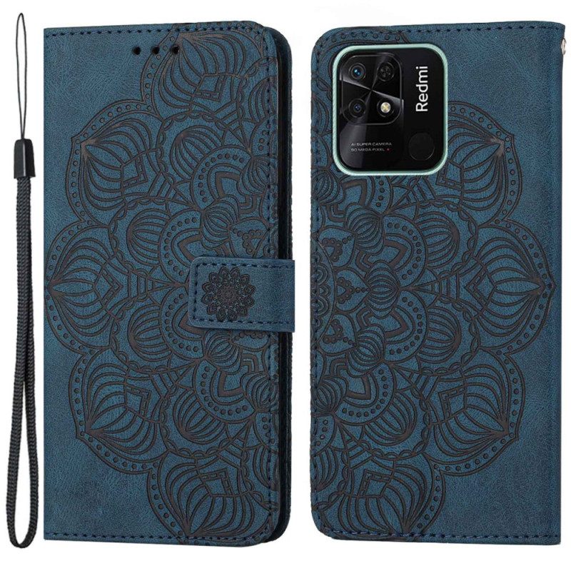 Folio-hoesje voor Xiaomi Redmi 10C Met Ketting Strakke Mandala