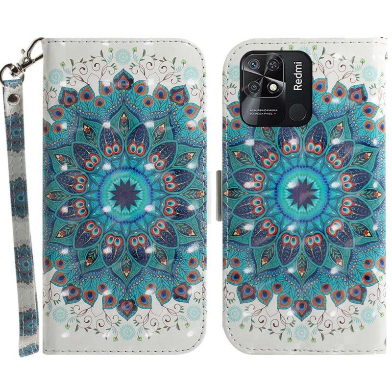 Folio-hoesje voor Xiaomi Redmi 10C Met Ketting Strakke Mandala