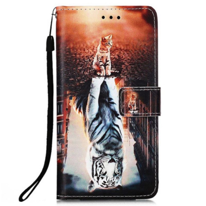 Folio-hoesje voor Xiaomi Redmi 10C Met Ketting Strappy Kitten Droom