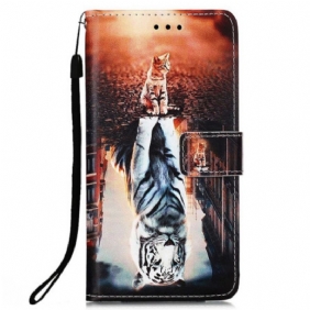 Folio-hoesje voor Xiaomi Redmi 10C Met Ketting Strappy Kitten Droom