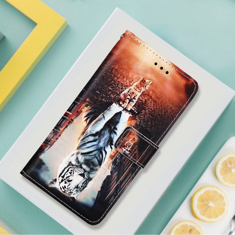 Folio-hoesje voor Xiaomi Redmi 10C Met Ketting Strappy Kitten Droom