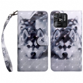 Folio-hoesje voor Xiaomi Redmi 10C Met Ketting String Puppy