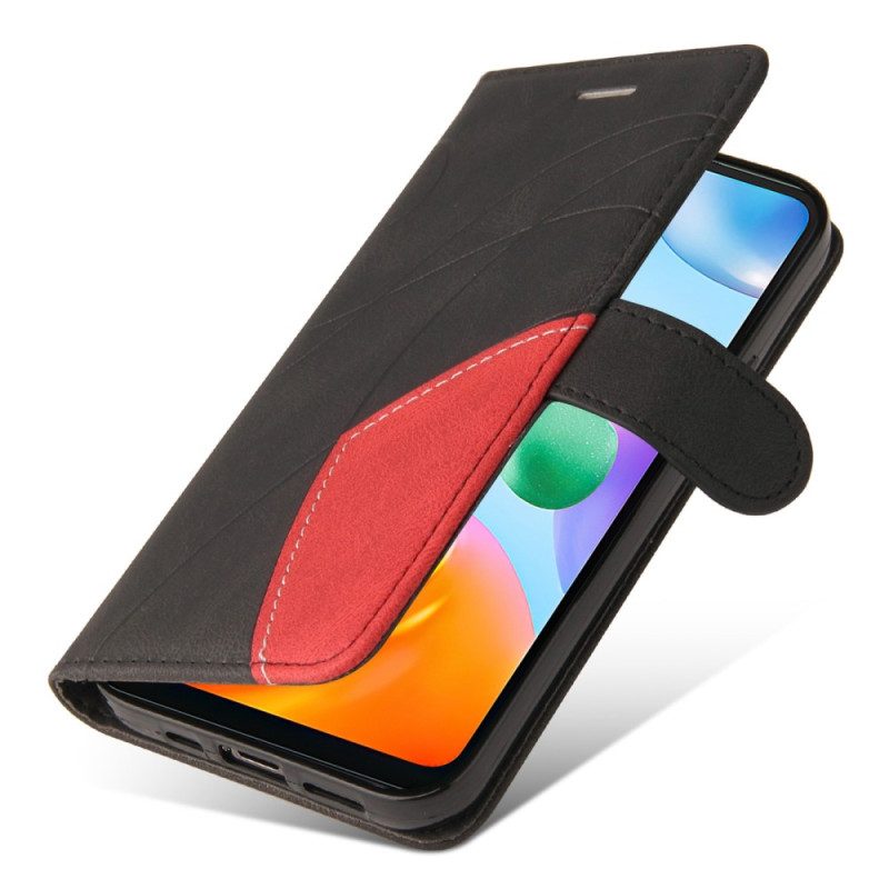 Folio-hoesje voor Xiaomi Redmi 10C Met Ketting Tweekleurige Riem