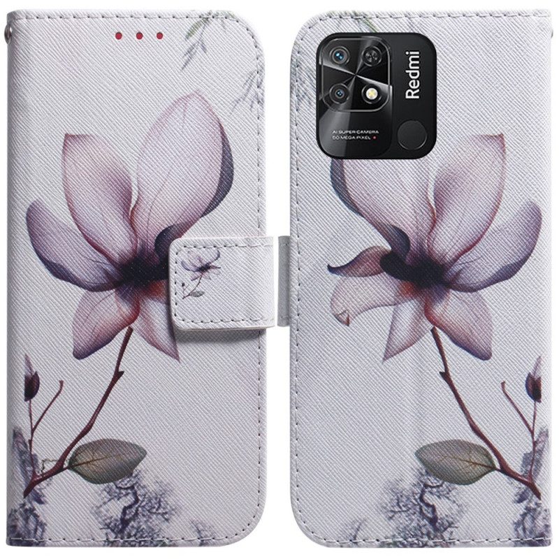 Folio-hoesje voor Xiaomi Redmi 10C Roze Bloem